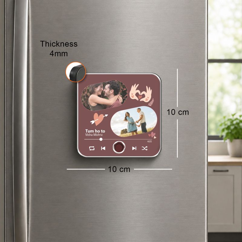 Personalized Song Plaque with Your Photo Musical Fridge Magnet USB-C Rechargeable Unique Anniversary & Birthday Gift for Couples, Boyfriend or Girlfriend